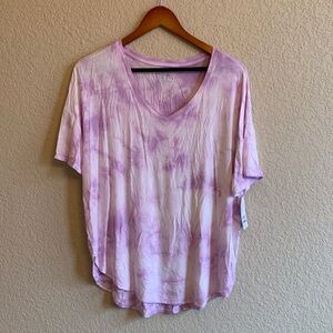 Time and Tru Lavender Tie-Dye Short Sleeve Top